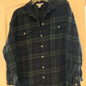 Old Navy Green and Blue Flannel